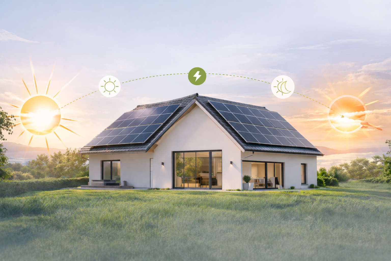 Ost-West-PV-Anlage für gleichmäßige Stromproduktion über den Tag